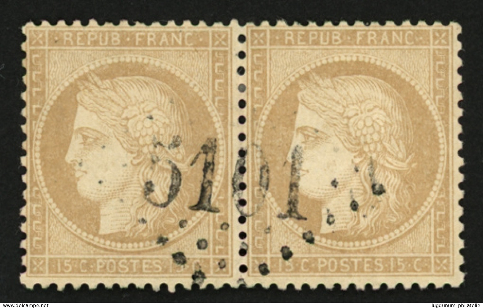 TRIPOLI - SYRIE : Paire 10c CERES (n°59) Obl. GC 5101. Signé BRUN. Superbe. - 1849-1876: Klassik