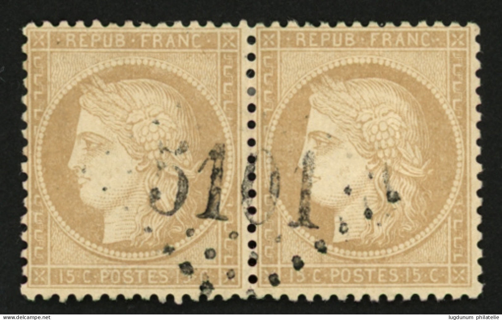 TRIPOLI - SYRIE : Paire 10c CERES (n°59) Obl. GC 5101. Signé BRUN. Superbe. - 1849-1876: Klassieke Periode