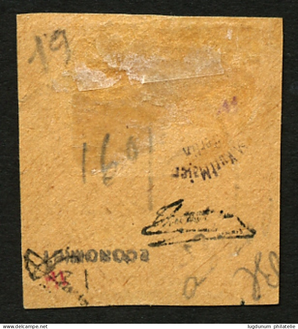 TAHITI : 1c (n°19) Obl. Sur Fragment. Cote 1100€. Signé BRUN. TTB. - Andere & Zonder Classificatie