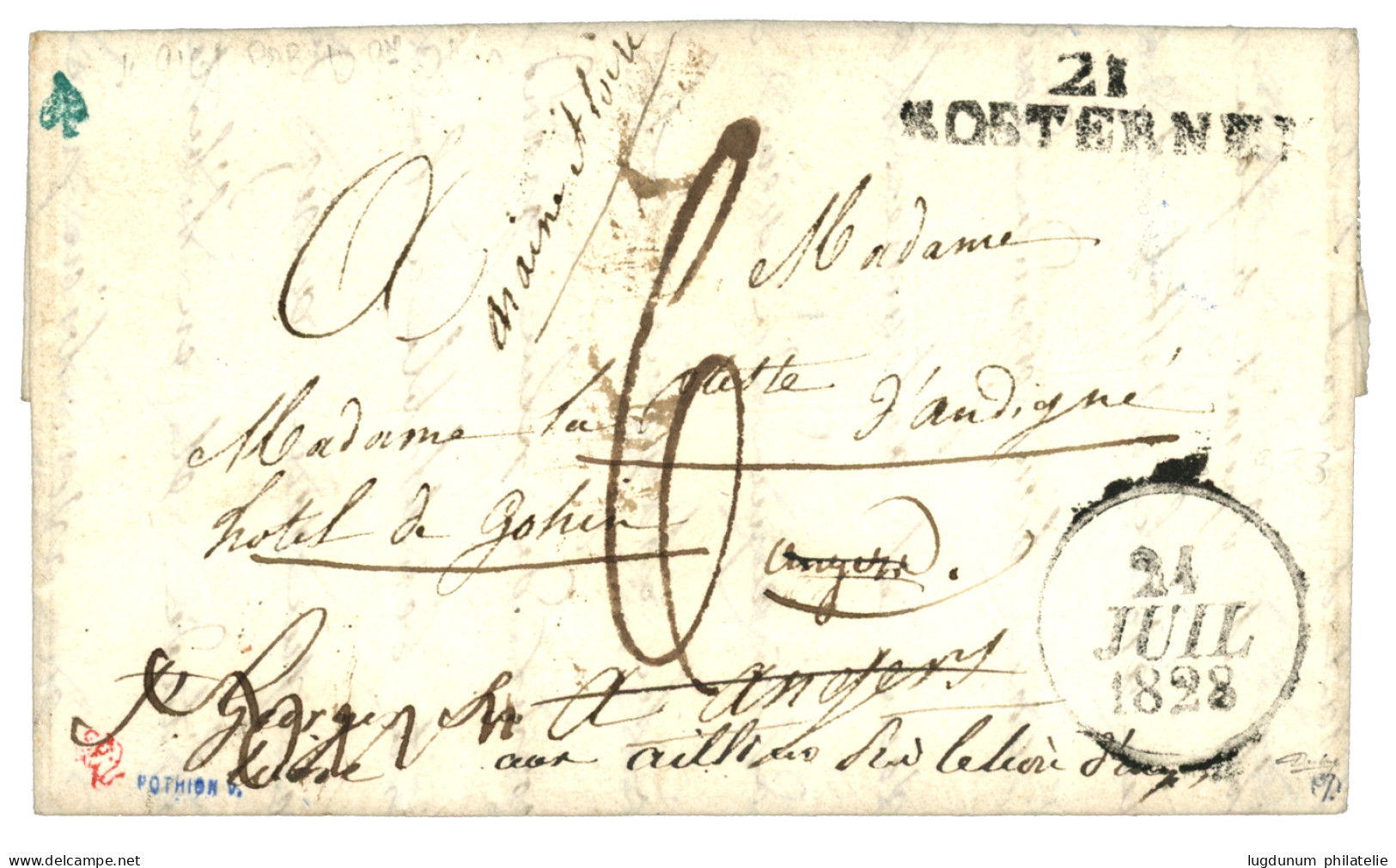 MAINE ET LOIRE : 1828 Double DEBOURSES : DEB. 47 St GEORGES SUR LOIRE + DEB. 47 ANGERS. Superbe. - 1801-1848: Vorläufer XIX