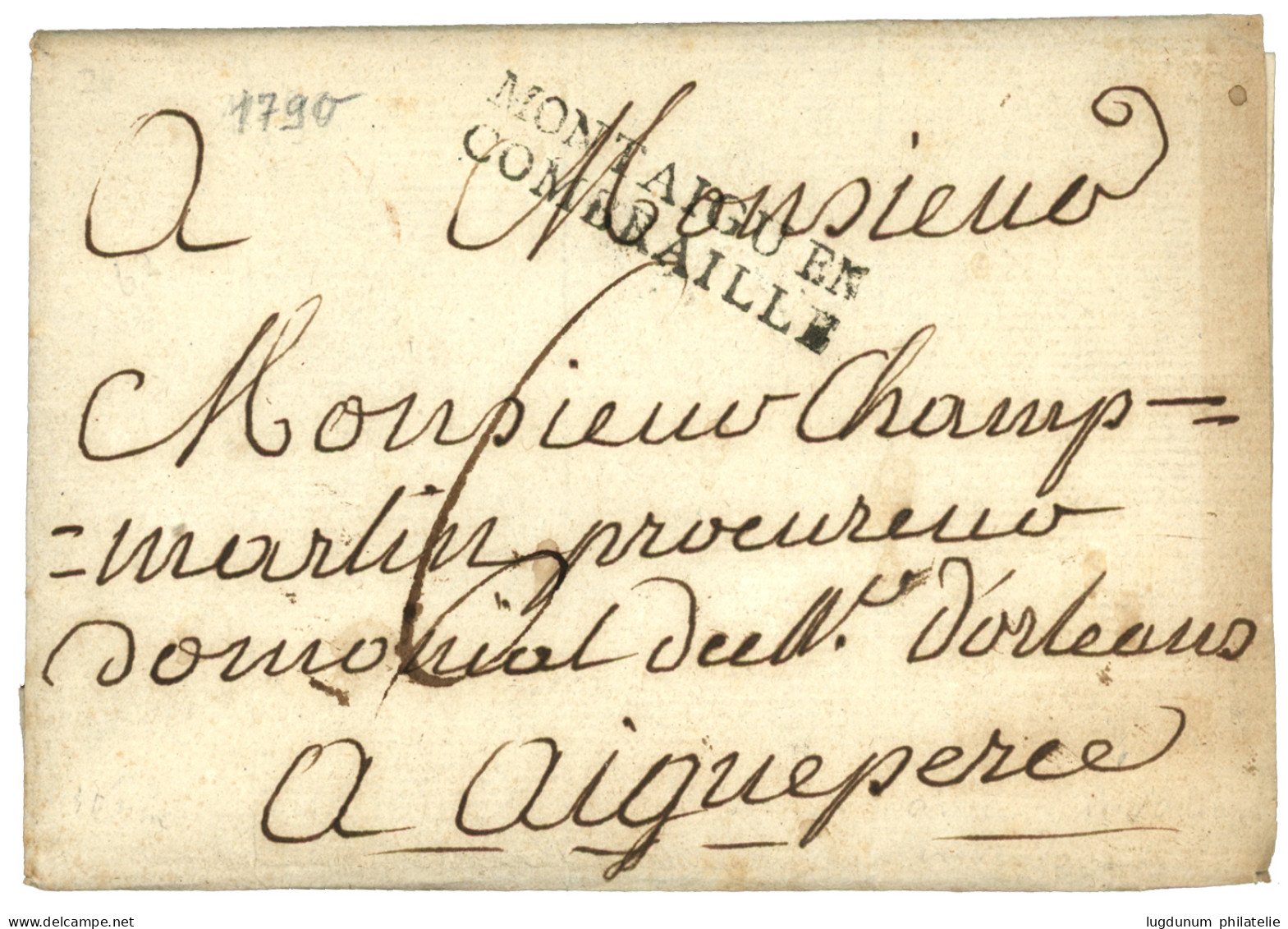 PUY DE DOME : MONTAIGU EN / COMBRAILLE (Lenain 2) Sur Lettre Sans Texte. Indice 22. TTB. - 1701-1800: Précurseurs XVIII