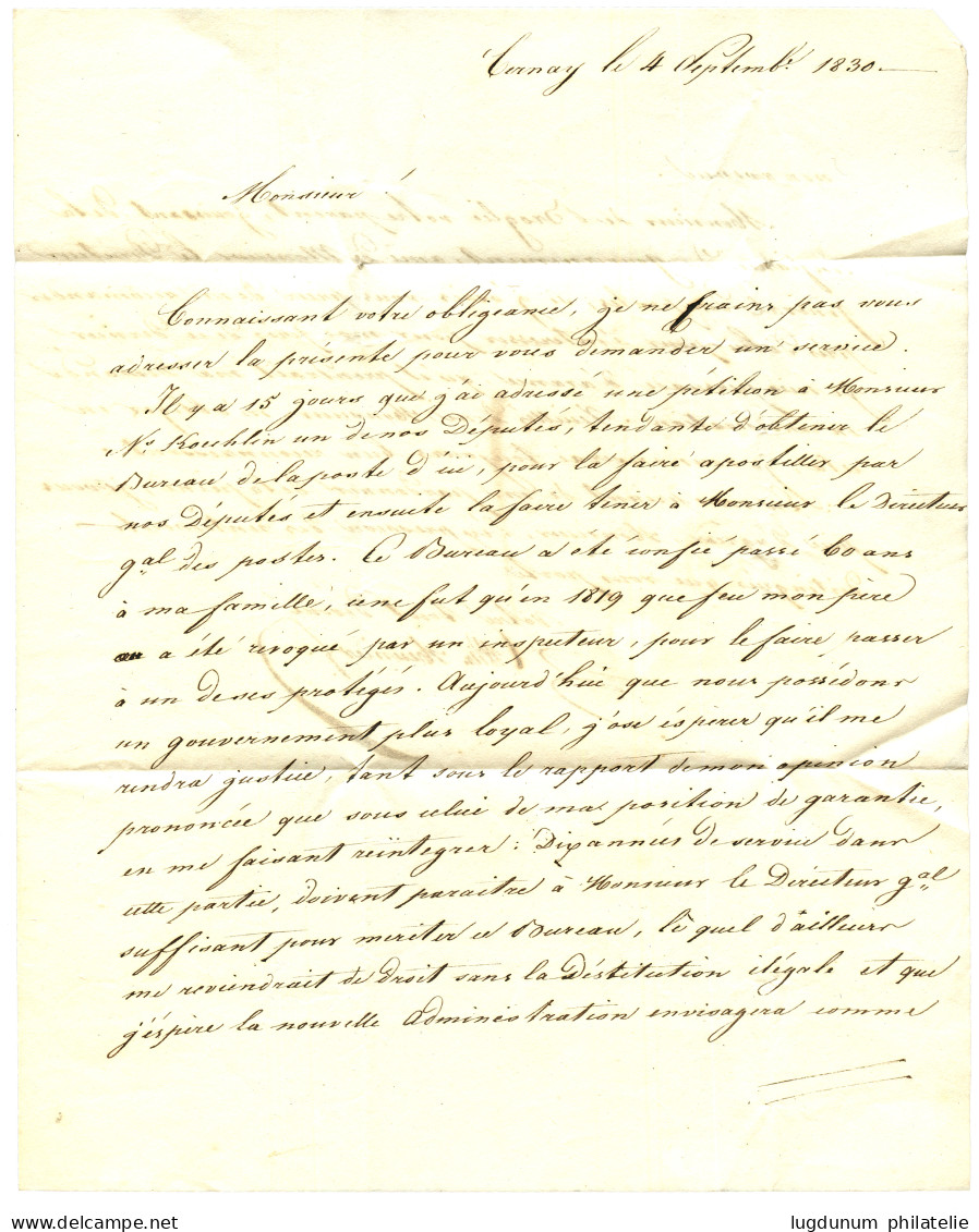 "CERNAY Via LA CHAPELLE" : 1830 Cursive 66 LA CHAPELLE + T.12 BELFORT Sur Lettre Avec Texte Daté CERNAY Pour PARIS. Trés - 1801-1848: Vorläufer XIX