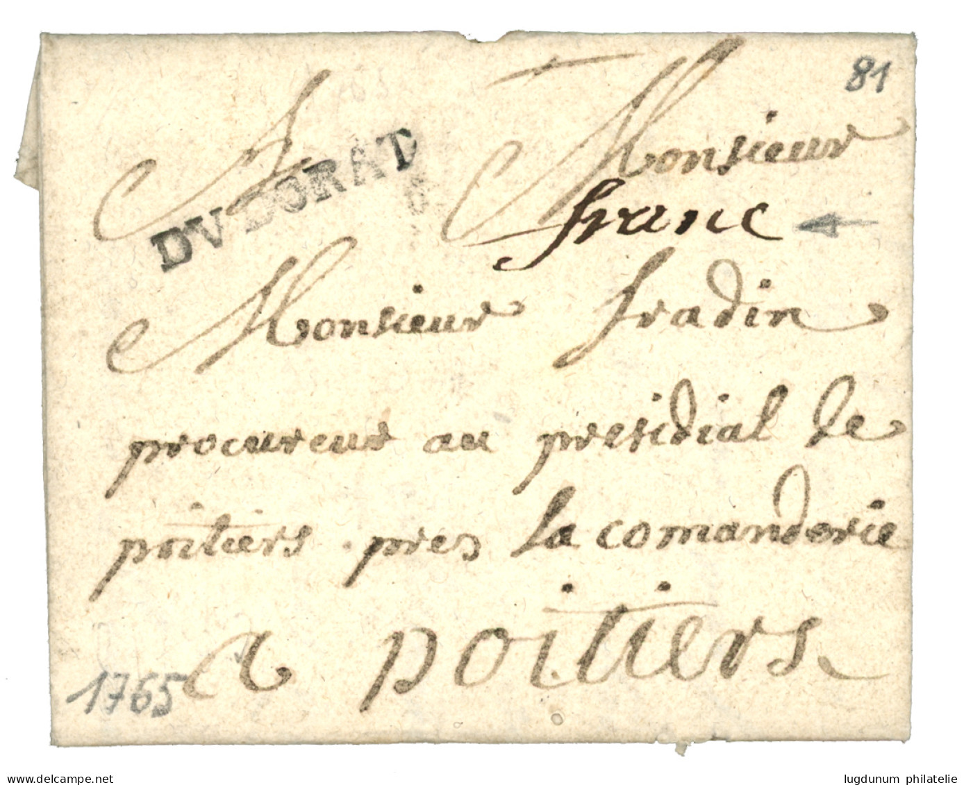 HTE VIENNE : 1765 DVDORAT (Lenain 3) + "FRANC" Lenain 4 Sur Lettre Avec Texte. Indice 16 + 19. TB. - 1701-1800: Précurseurs XVIII