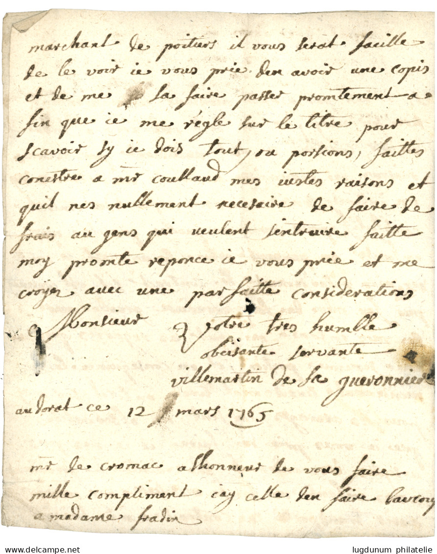 HTE VIENNE : 1765 DVDORAT (Lenain 3) + "FRANC" Lenain 4 Sur Lettre Avec Texte. Indice 16 + 19. TB. - 1701-1800: Précurseurs XVIII