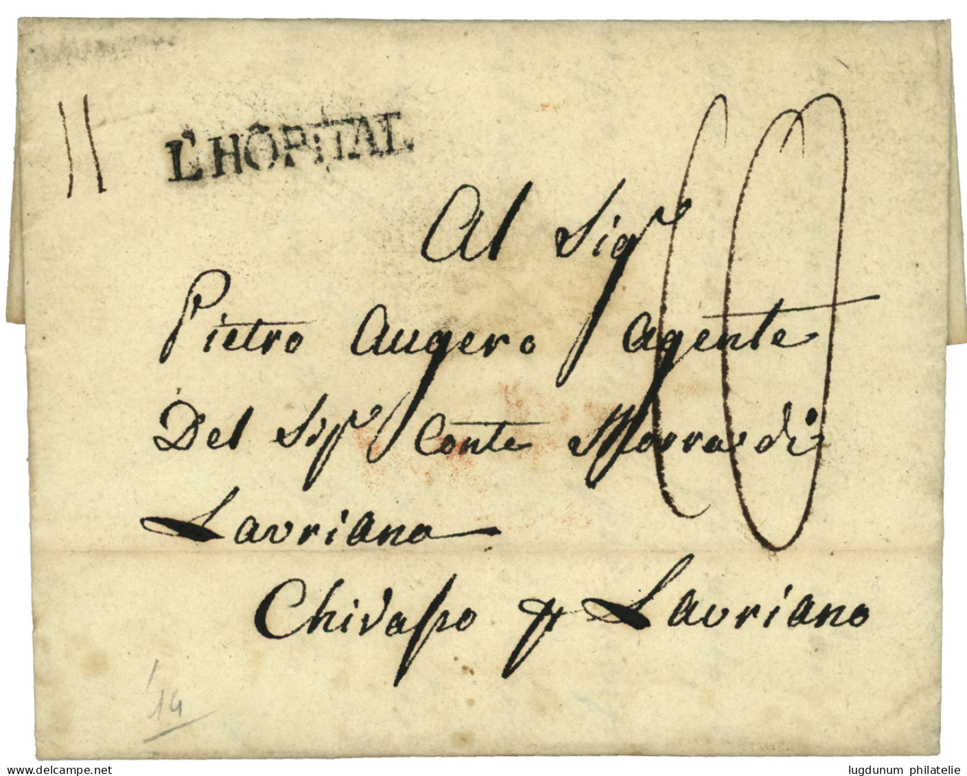 SAVOIE : 1814 Cachet Linéaire L'HOPITAL Sur Lettre Avec Texte. Superbe. - 1801-1848: Vorläufer XIX