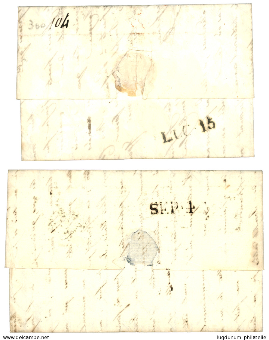 SAVOIE : 1828/31 2 Lettres PURIFIEES (entailles) De GUADELOUPE Pour ANNECY Réexpédiées à AIX LES BAINS Avec Marque Manus - 1801-1848: Vorläufer XIX