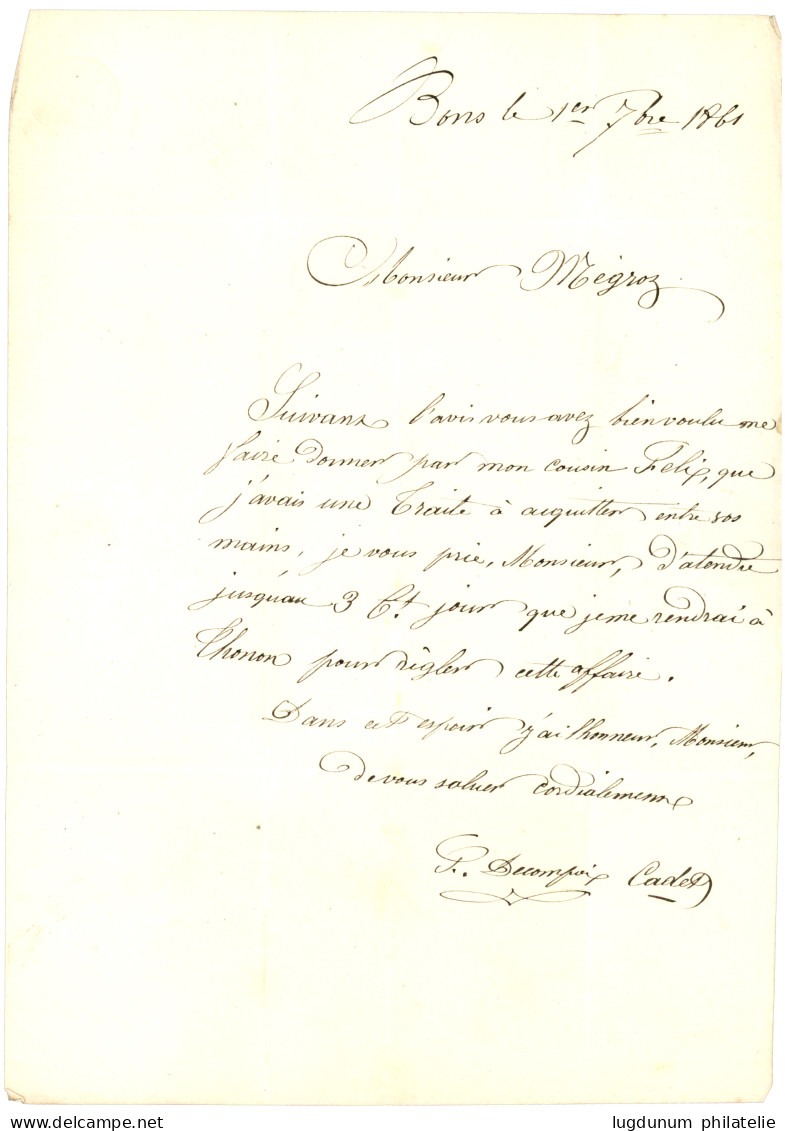 SAVOIE : 1861 10c (n°13) Obl. PC 4256 + T.22 BONS Sur Lettre Avec Texte Pour THONON. Indice 24. TTB. - 1849-1876: Periodo Clásico