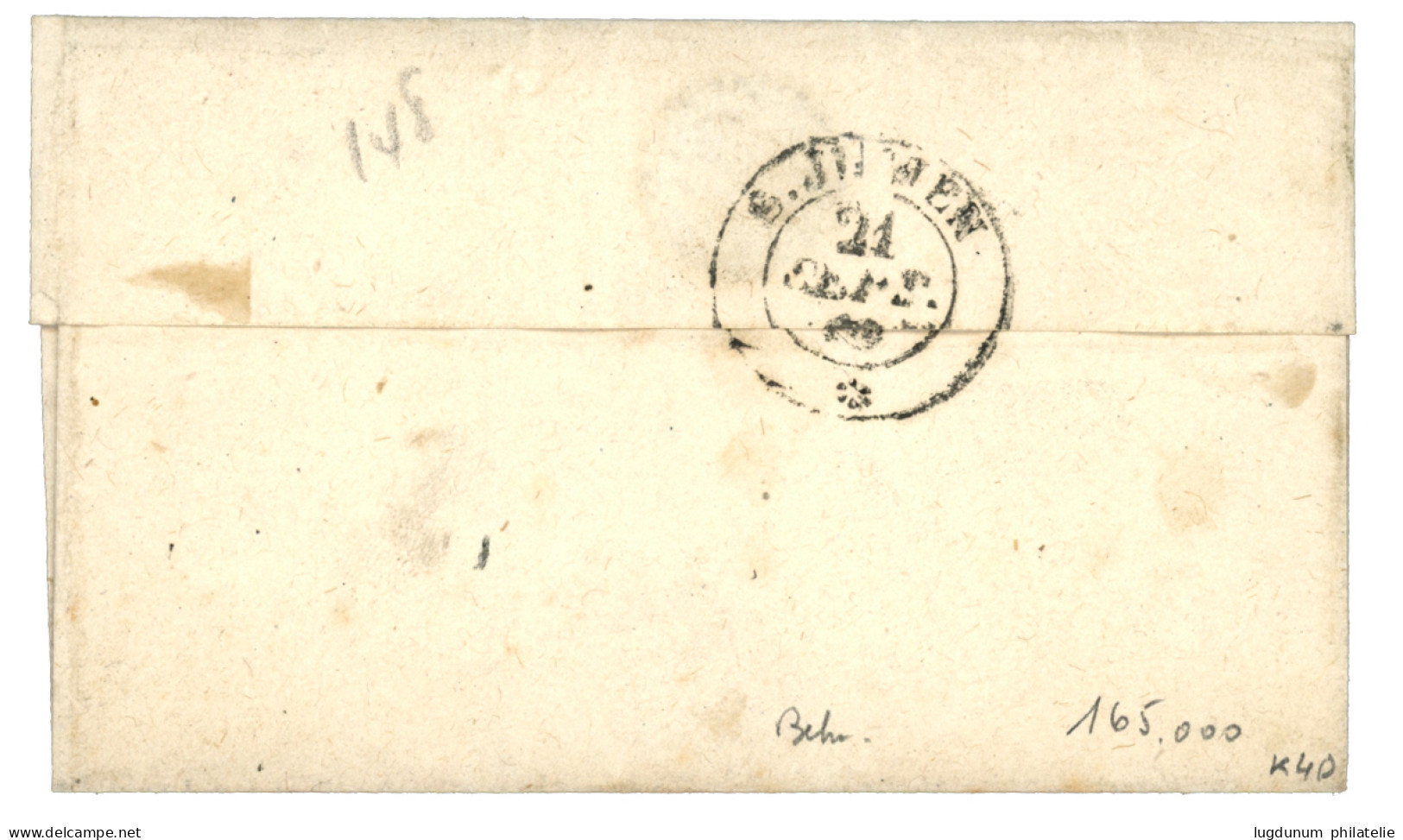 SAVOIE : 1860 FRANCE 20c (n°14) TB Margé Obl. Cachet Sarde SEYSSEL Sur Lettre Pour ST JULIEN. TTB. - 1849-1876: Periodo Clásico