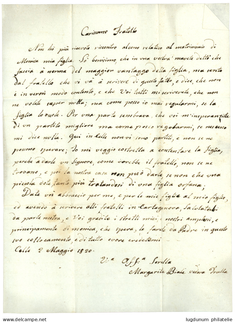 1820 87 VOLTRI + Taxe Espagnol .R  Sur Lettre Avec Texte Daté CELLE Pour MADRID (ESPAGNE). TTB. - 1792-1815: Départements Conquis