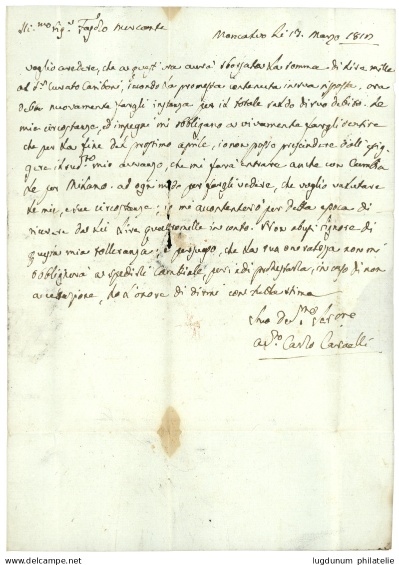 1812 106 MONT-CHAUVE Sur Lettre Avec Texte Daté "MONCALVO" Réexpédiée.  TB. - 1792-1815 : Departamentos Conquistados