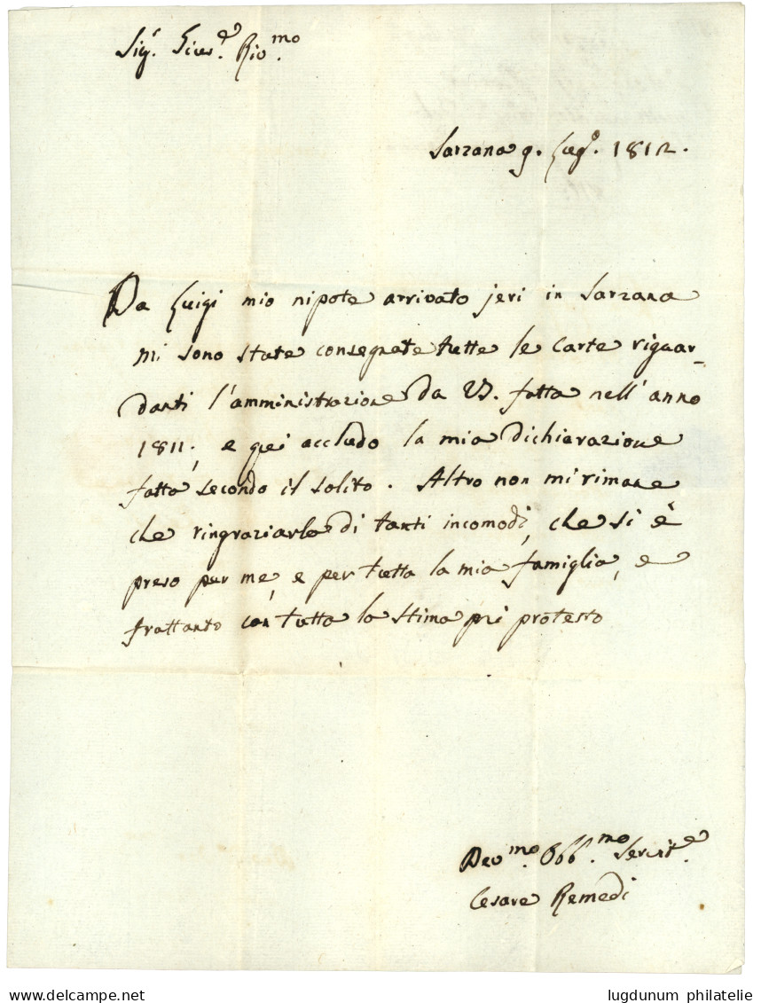 1812 P.110.P SARZANA Sur Lettre Avec Texte. Superbe. - 1792-1815 : Departamentos Conquistados