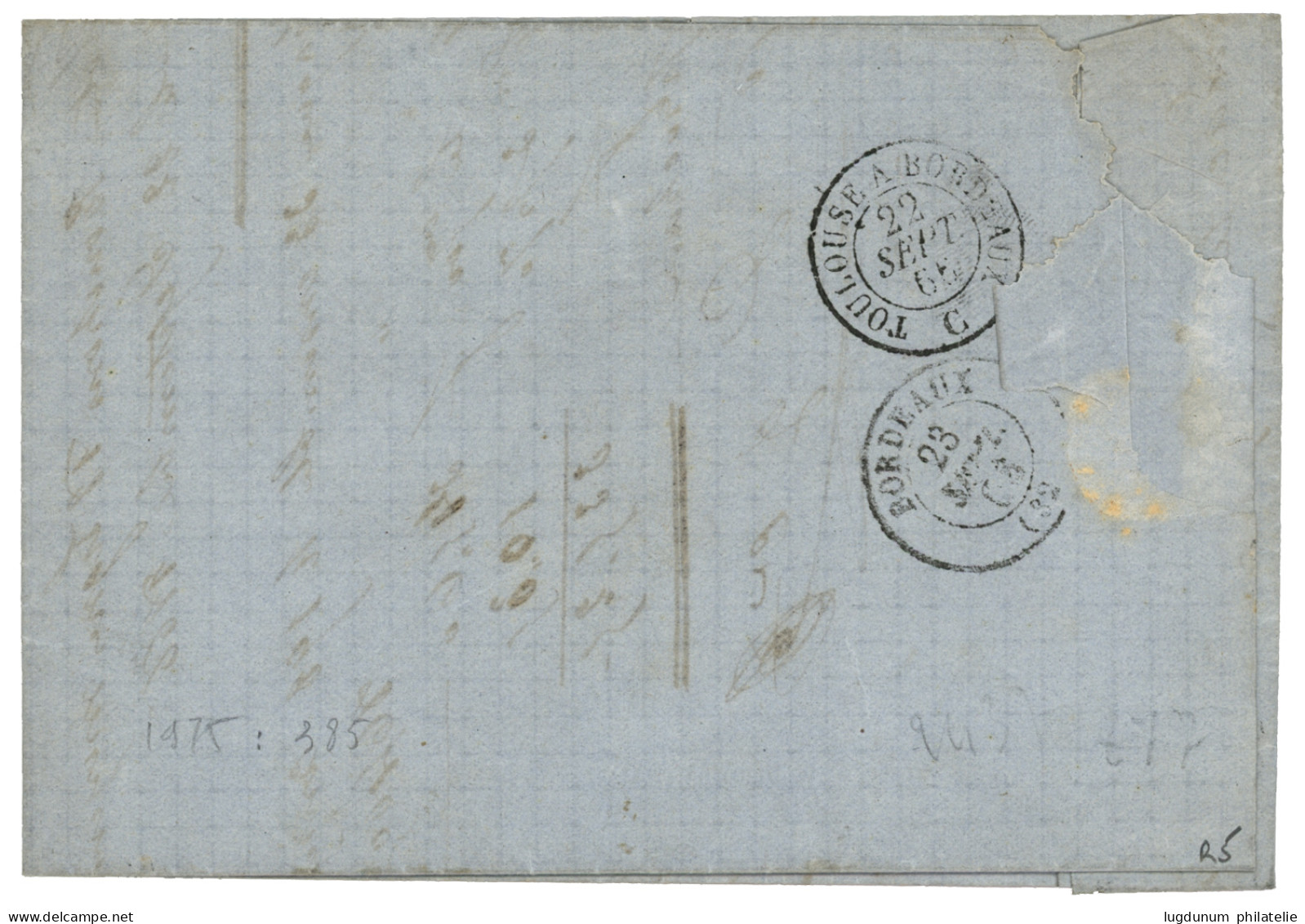 1866 20c (n°22) Obl. GC 2989 + Cachet Rare PORT-STe-MARIE BOITE MOBILE Sur Lettre. Superbe. - 1863-1870 Napoléon III. Laure