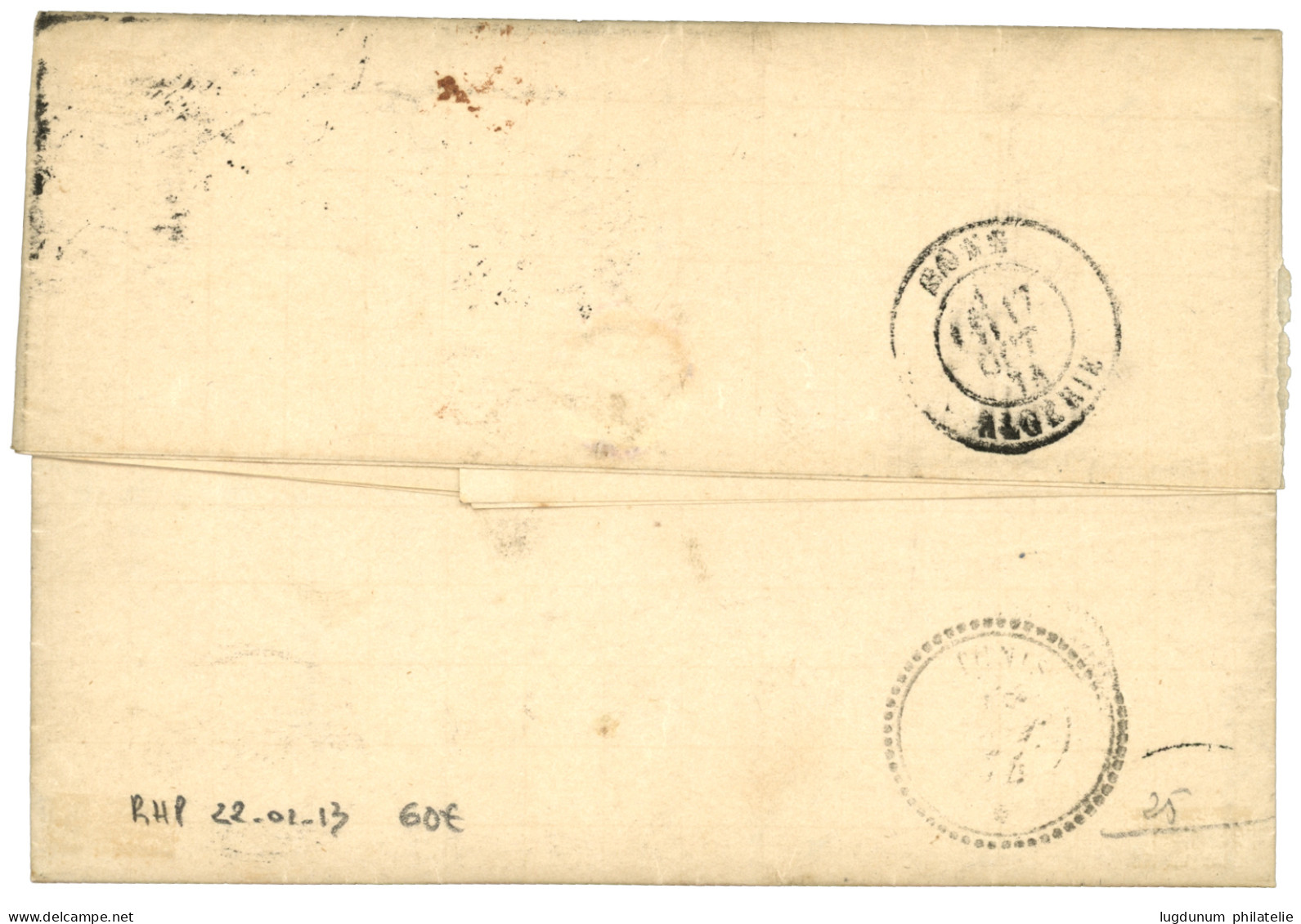 1874 Paire 30c CERES Obl. GC 5015 + MARSEILLE BOITE MOBILE Sur Lettre Pour TUNIS (TUNISIE). B/TB. - 1871-1875 Cérès