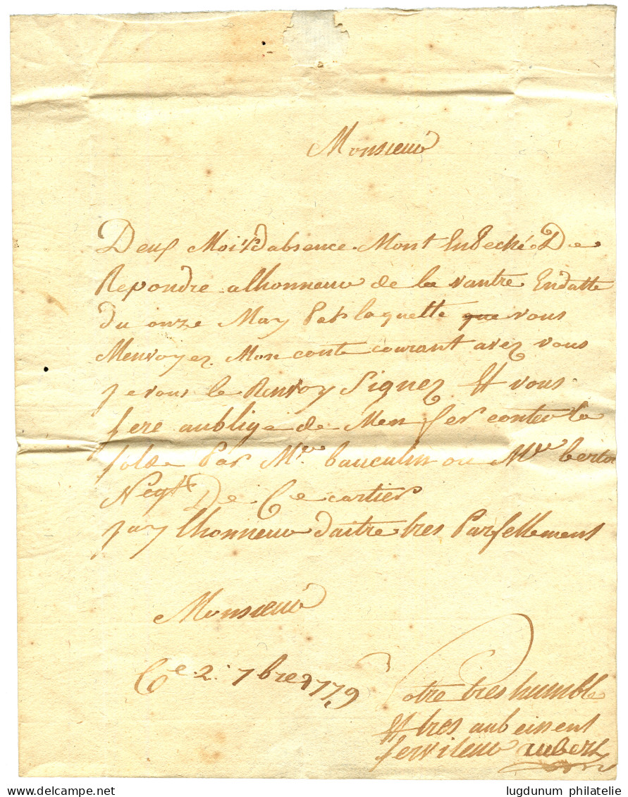 1779 JEREMIE Sur Lettre Avec Texte Pour PORT AU PRINCE. Superbe. - Poste Maritime