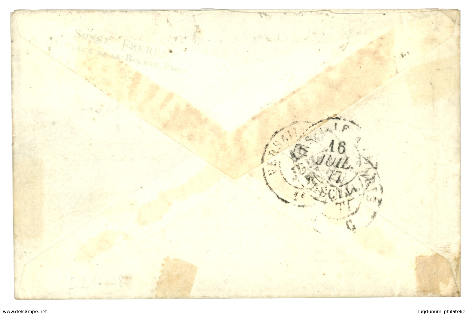 1871 CERES 10c + 40c Obl. YOKOHAMA Bau FRANCAIS Sur Enveloppe Pour La FRANCE. Rare Affrt à 40c. TTB. - 1849-1876: Klassik