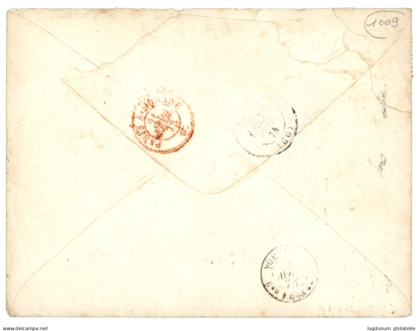 1874 CERES 5c + 15c + 30c + 80c Obl. GC 2974 + T.17 PONTOISE Sur Lettre Par BRINDISI Pour YEDO (JAPON).  Combinaison Qua - 1849-1876: Klassik