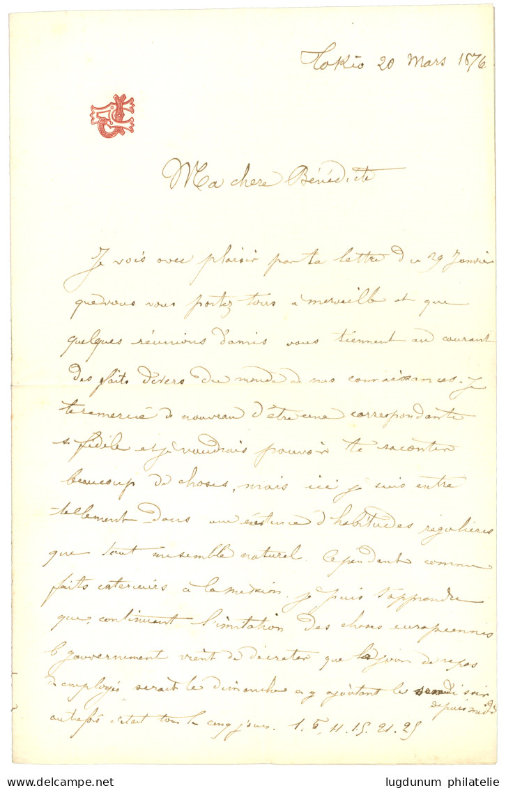 1876 CERES 25c (x4) + 10c Obl. GC 5118 + JAPON 2 Sen Jaune Obl. Sur Enveloppe Avec Texte Complet Daté "TOKIO" + Photo Po - 1849-1876: Période Classique