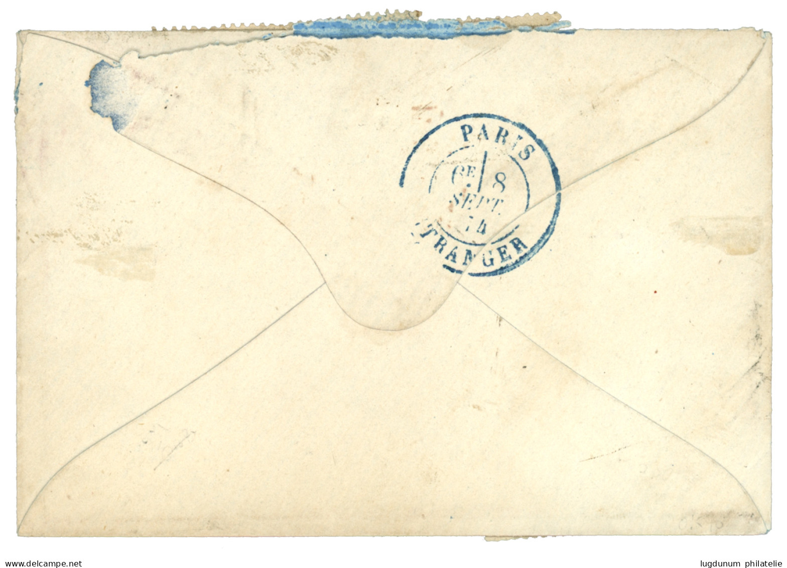 SHANGHAI : 1874 40c SIEGE (n°38)x2 + 30c CERES (n°56)x4 Obl. GC 5104 + SHANG-HAI CHINE Sur Enveloppe Pour PARIS. Affrt R - 1849-1876: Période Classique