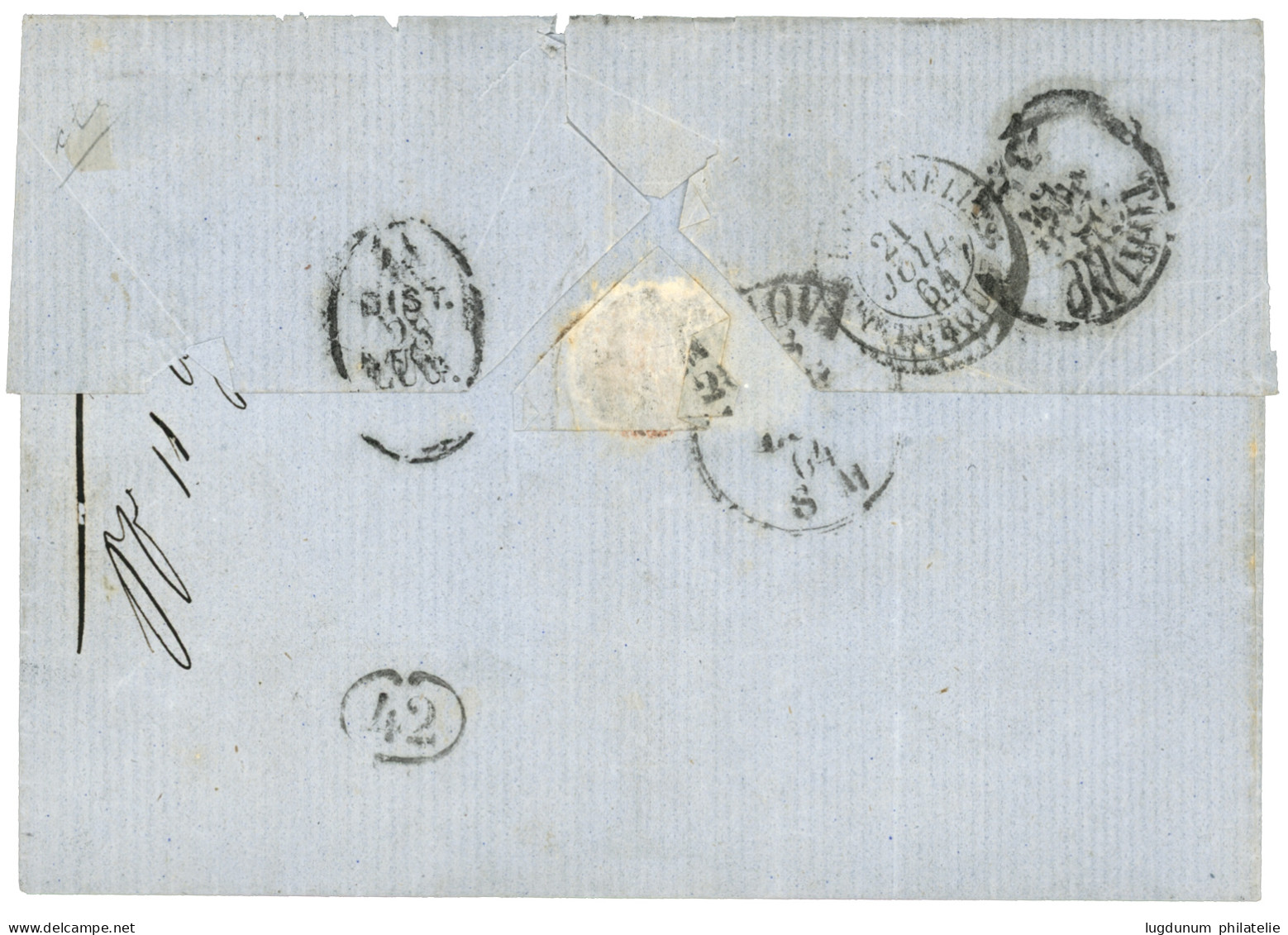 SALONIQUE : 1861 80c (n°24) Obl. GC 5095 + SALONIQUE TURQUIE Sur Lettre Pour L' ITALIE. TB. - 1849-1876: Periodo Clásico