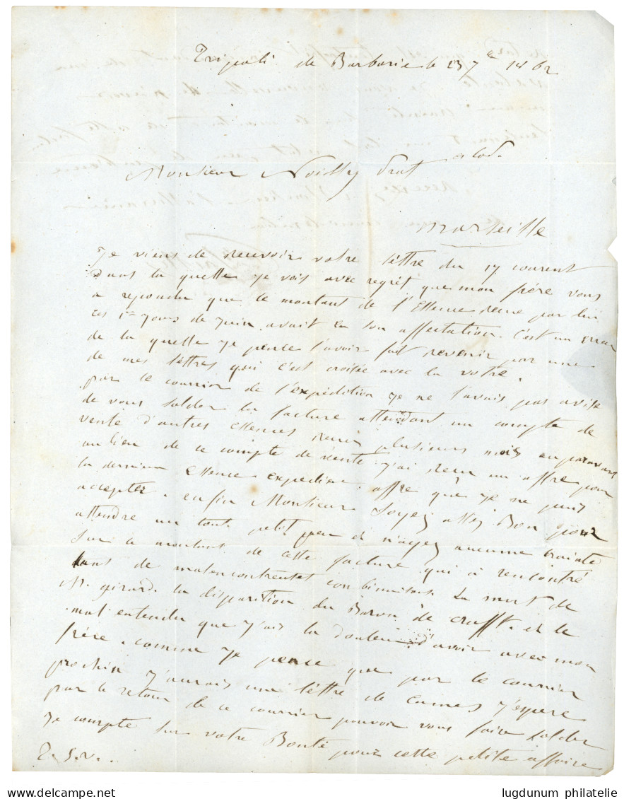 TRIPOLI - BARBARIE : 1862 POSS. ANGL. MARSEILLE + Taxe 8 Sur Lettre Avec Texte Daté TRIPOLI DE BARBARIE Pour MARSEILLE.  - 1849-1876: Classic Period