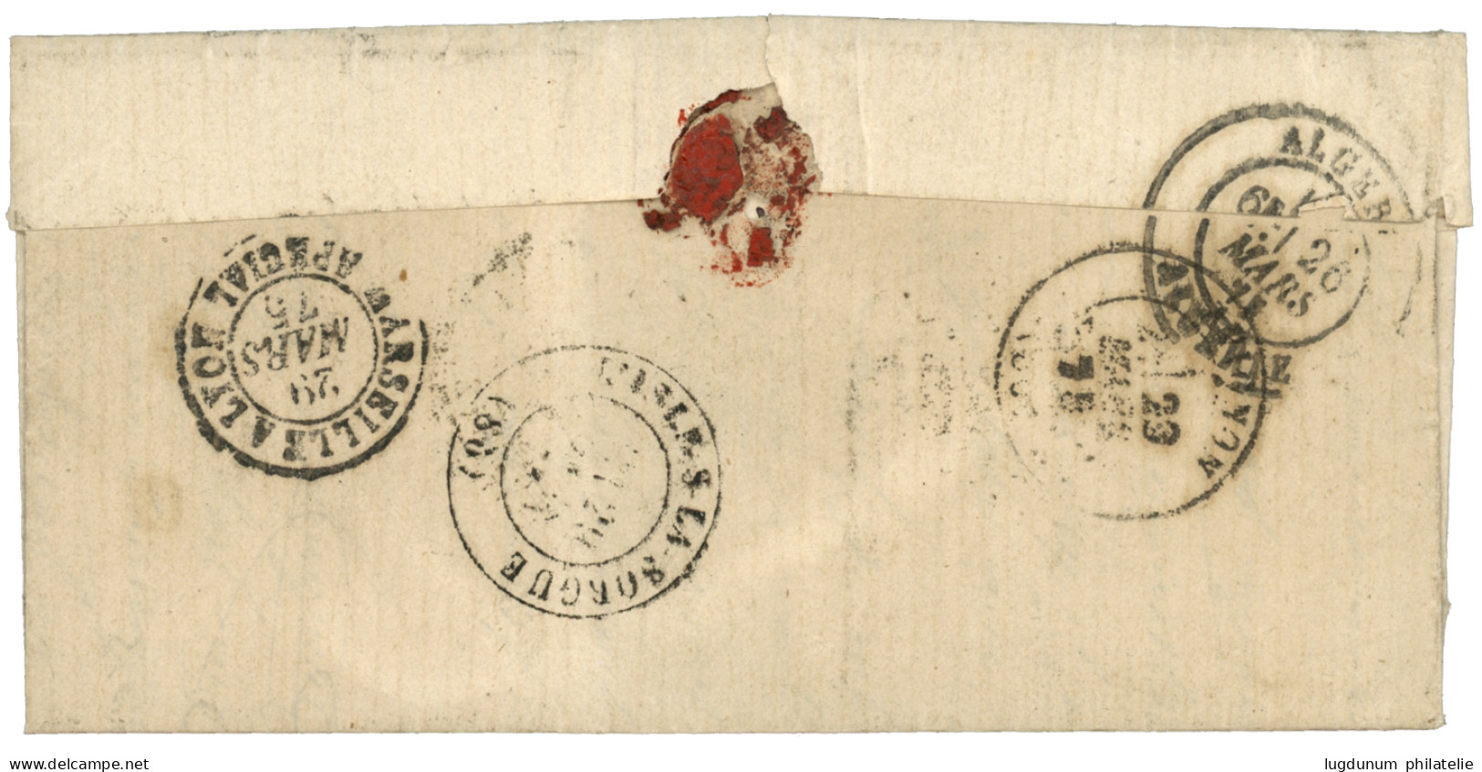 ALGERIE : 1875 BORDJ-MENAIEL ALGERIE + Taxe 40 D.T Sur Lettre Avec Texte Pour La FRANCE. RARE. TB. - Autres & Non Classés