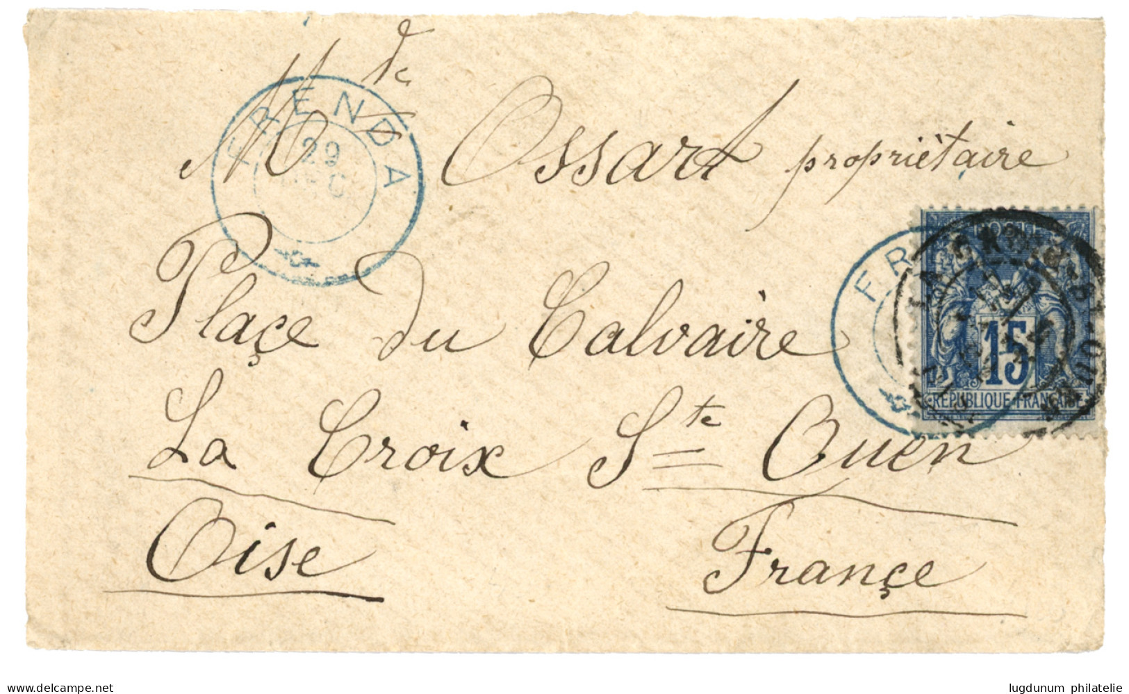 ALGERIE : 1880 15c SAGE Obl. Cachet Rare FRENDA (type Special) Sur Lettre Pour La FRANCE. TTB. - Autres & Non Classés