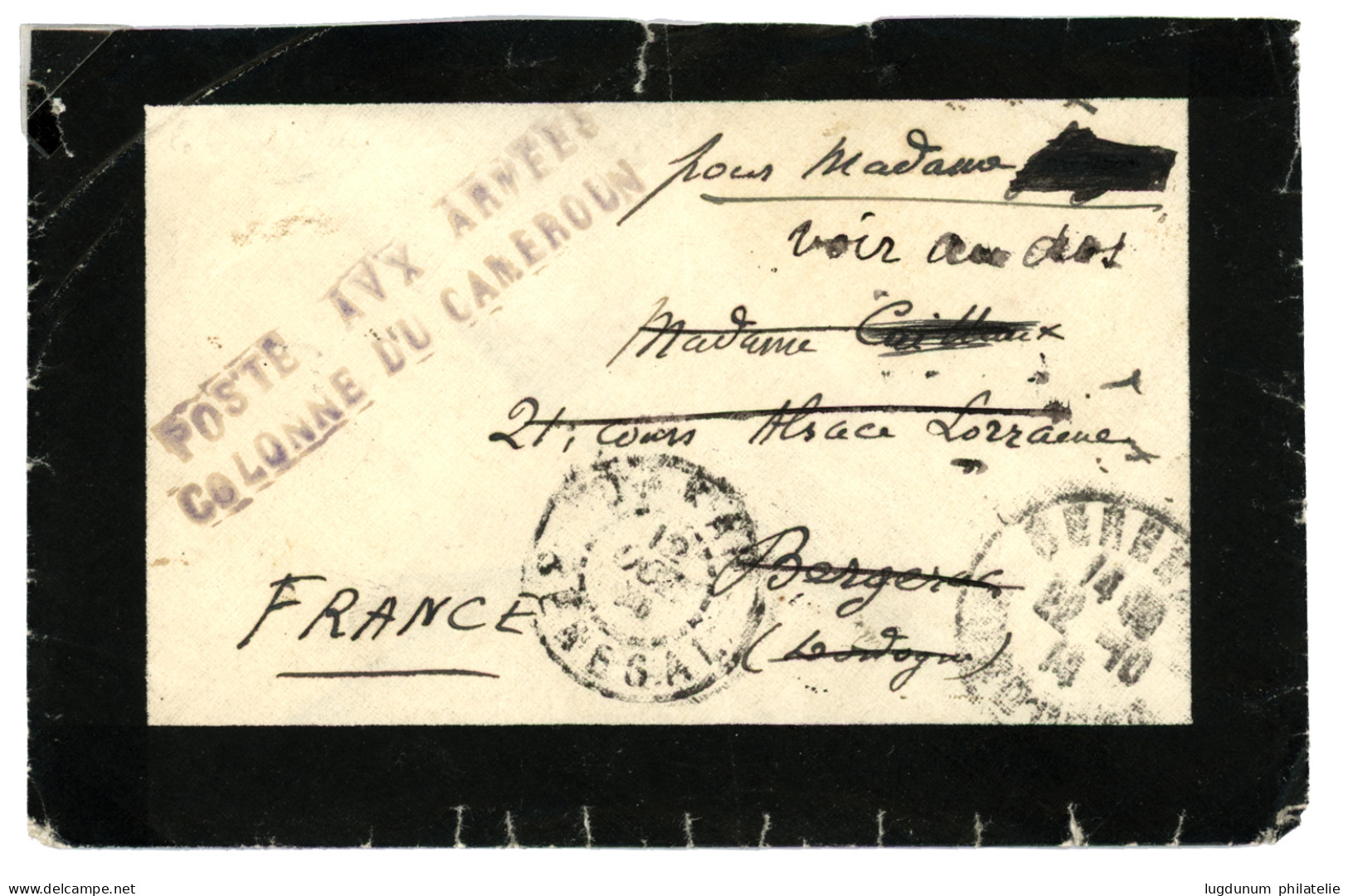 1914 POSTE AUX ARMEES/ COLONNE DU CAMEROUN + DAKAR SENEGAL Sur Lettre (pd) Pour La FRANCE. RARE. TB. - Autres & Non Classés