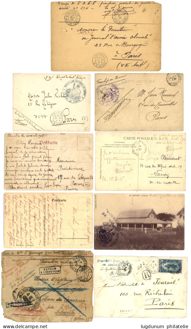 1915 Lot De 6 Lettres + 1 Devant Avec Cachets Militaires + 2 Cartes. TB. - Other & Unclassified