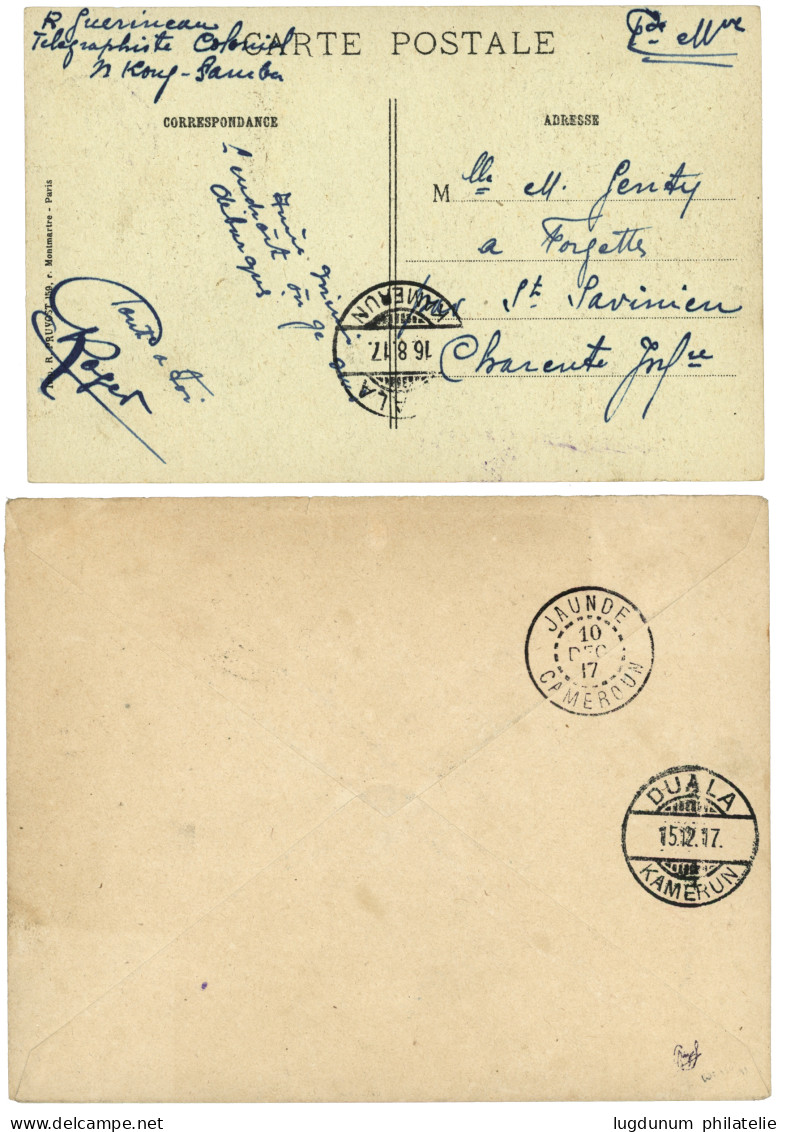 1917 GAROUA Sur Une Lettre Militaire + N'KONG-SAMBA Violet Sur Une Carte F.M. Rare. TTB. - Otros & Sin Clasificación