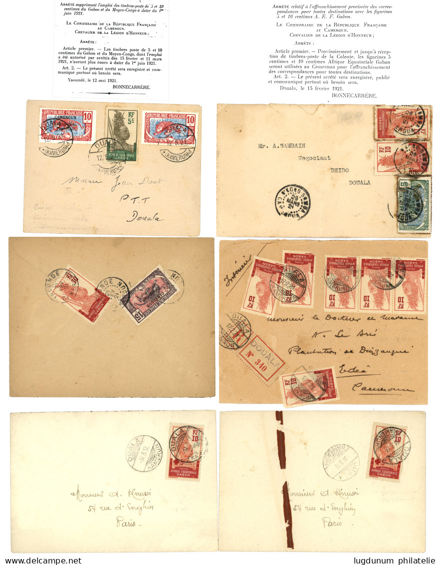 Utilisation Des Timbres Du GABON & MOYEN CONGO Au CAMEROUN (du 15 Fevrier 1921 Au 12 Mai 1921) : Lot De 11 Lettres Et 6  - Other & Unclassified