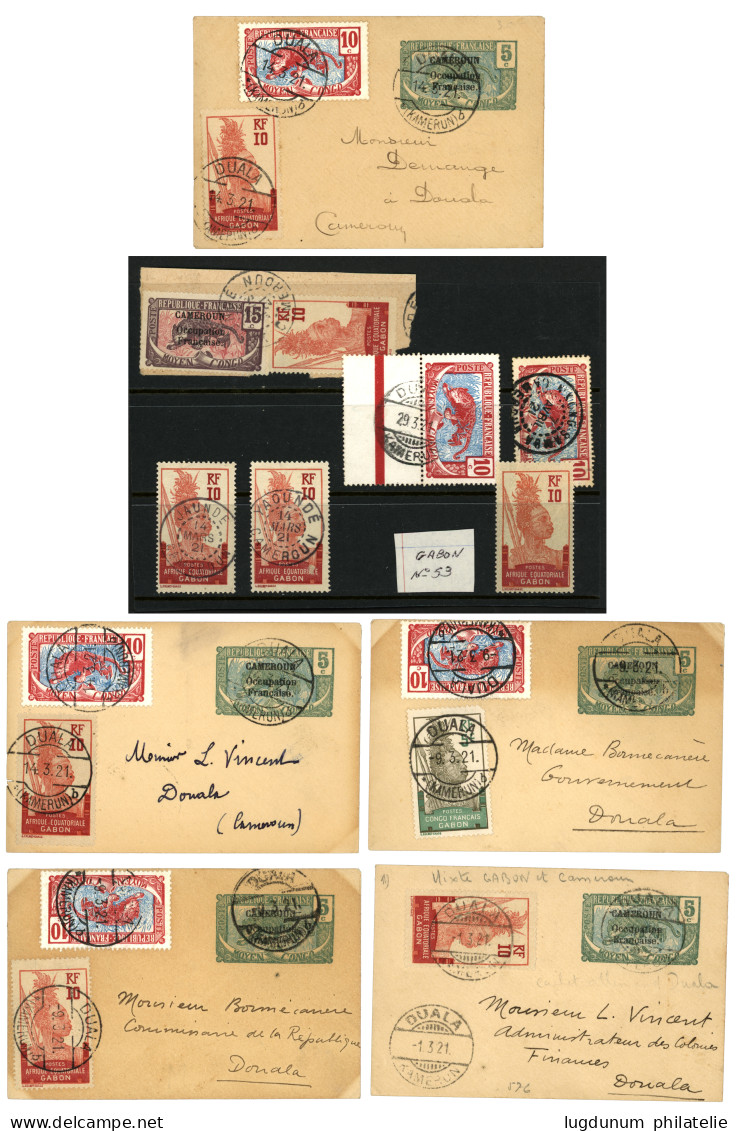 Utilisation Des Timbres Du GABON & MOYEN CONGO Au CAMEROUN (du 15 Fevrier 1921 Au 12 Mai 1921) : Lot De 11 Lettres Et 6  - Autres & Non Classés