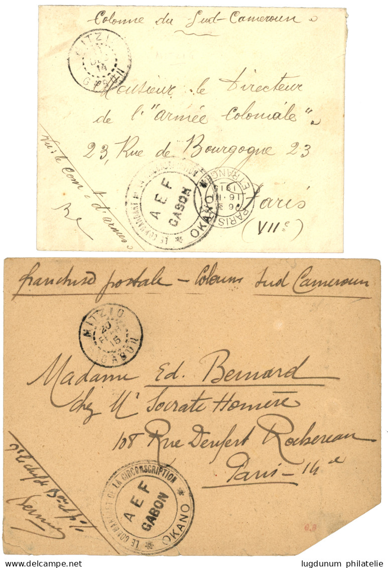 COLONNE DU SUD CAMEROUN : 1915 2 Lettres D' OKANO Via MITZIG GABON. TB. - Other & Unclassified