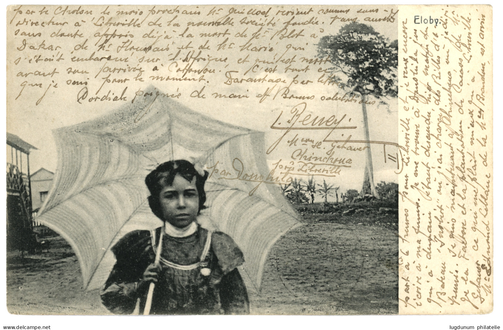 GABON : 1903 30c Obl. Sur Carte Postale RECOMMANDEE De CHINCHOUA Par DONGHILA Pour CAP LOPEZ. RARE. TTB. - Other & Unclassified