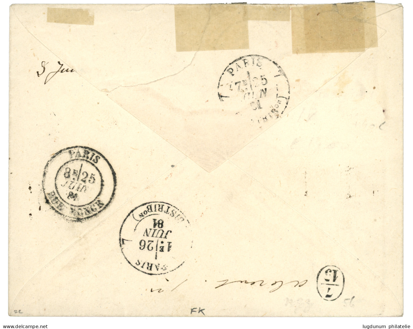 INDE : 1881 CG 10c CERES + 40c SAGE Pd Obl. INDE PONDICHERY Sur Enveloppe RECOMMANDEE Pour La FRANCE. Trés Rare En RECOM - Other & Unclassified