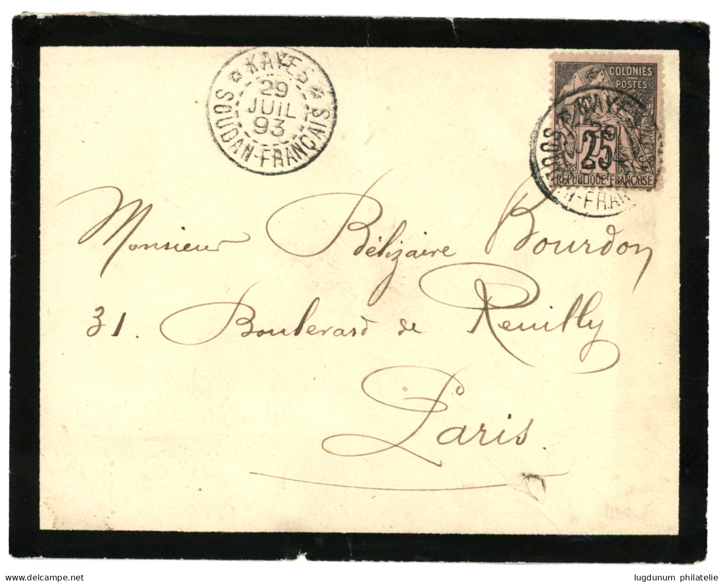 SOUDAN - PRECURSEUR : 1893 COLONIES GENERALES 25c Obl. KAYES SOUDAN FRANCAIS S/ Lettre Pr PARIS. TTB. - Sonstige & Ohne Zuordnung