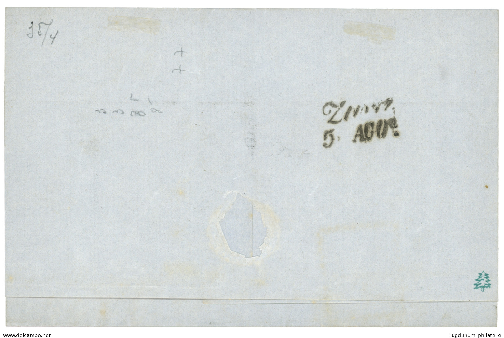 AUSTRIA : 1857 9 Kr Canc. TRIESTE/ V.L.A On Entire Letter From TRIESTE To ZARA. Vvf. - Andere & Zonder Classificatie