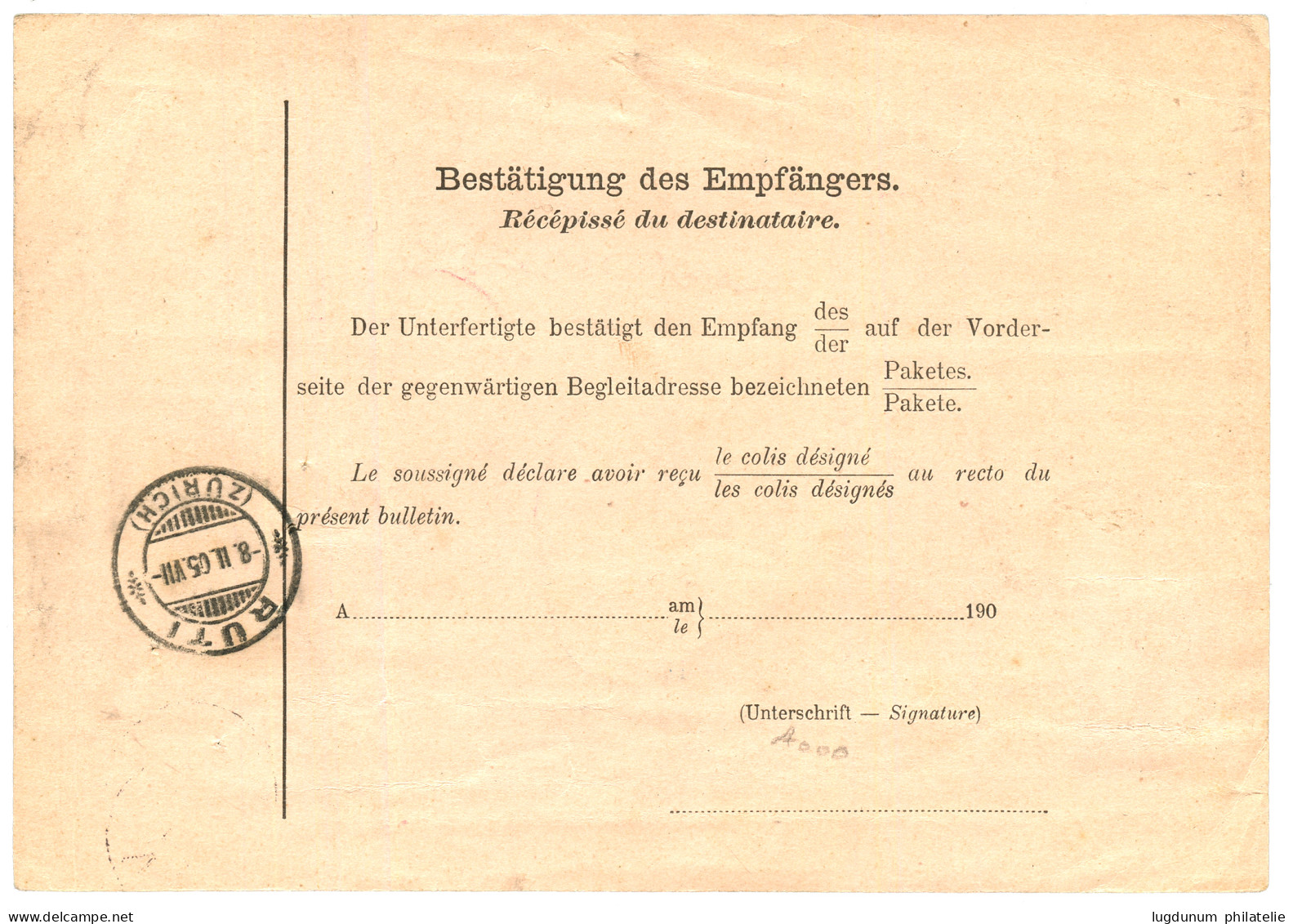 LIECHTENSTEIN : 1905 AUSTRIA 1 Kr. Canc. VADUZ On "BULLETIN D' EXPEDITION" To SWITZERLAND. Scarce. Vvf. - Autres & Non Classés