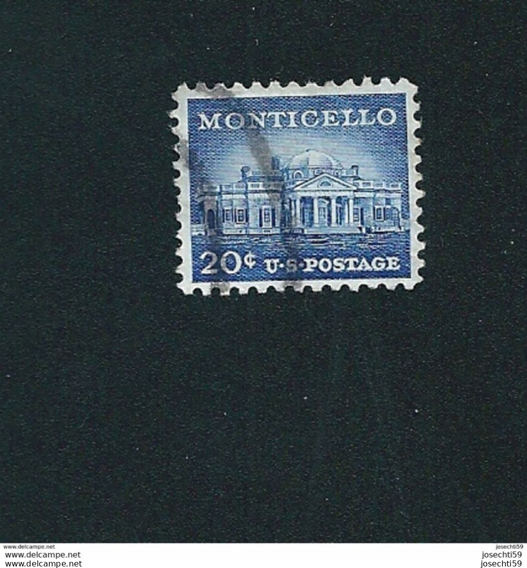 N° 616 Maison De Thomas Jefferson à Monticello   20 Ct Timbre USA Oblitéré  1956 - Gebraucht