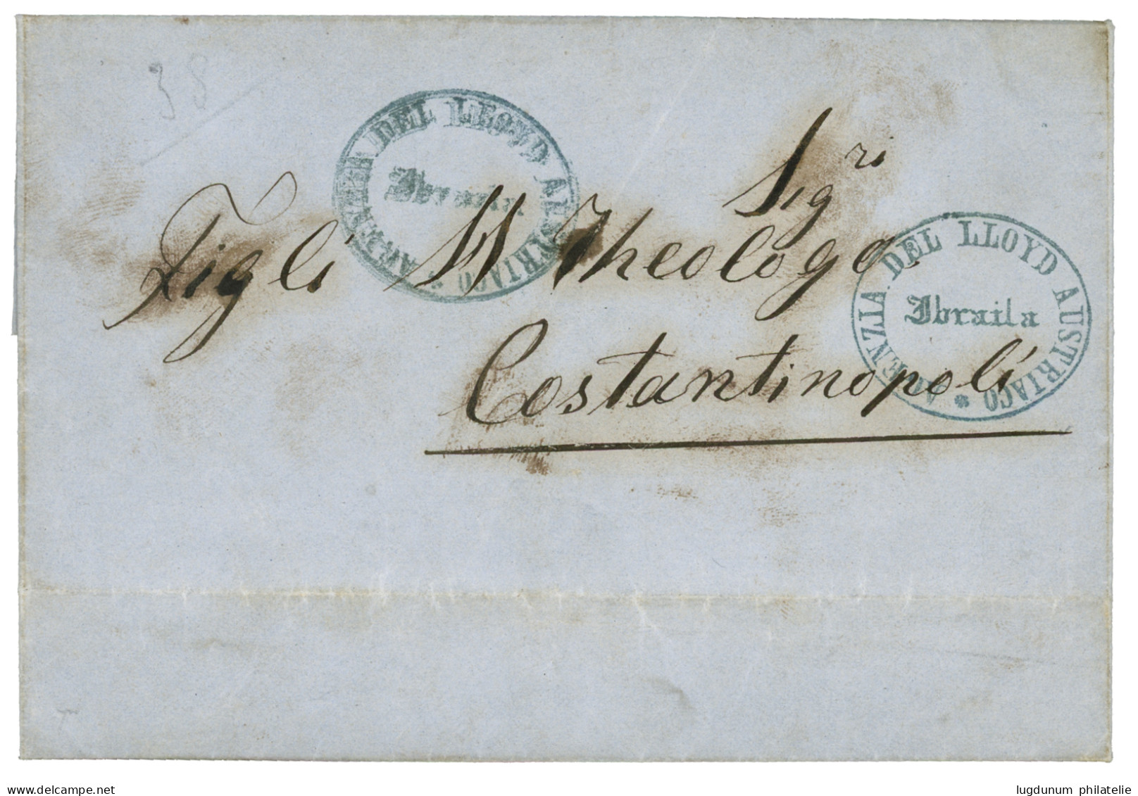 IBRAILA : 1858 AGENZIA DEL LLOYD AUSTRIACO IBRAILA On Entire Letter To CONSTANTINOPLE. Superb. - Levante-Marken