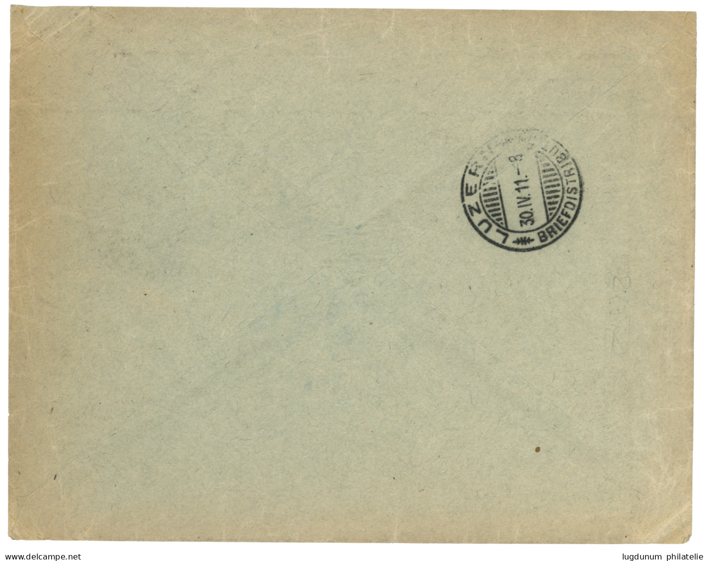 JERUSALEM :  1911 20p (x2) Canc. JAFFA + Boxed AUS JERUSALEM OSTERR. POST On Envelope To SWITZERLAND. Vf. - Levante-Marken