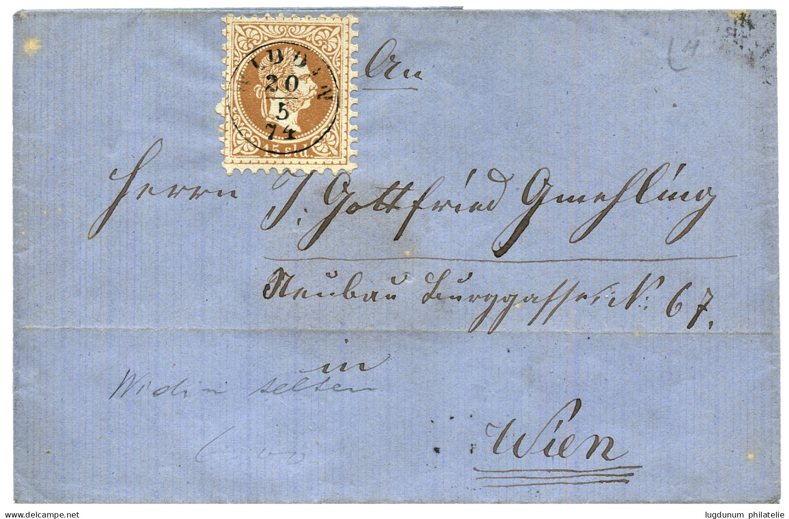 WIDDIN : 1874 15 Soldi Canc. WIDDIN On Cover To WIEN (AUSTRIAN). Rare Post Office. Vvf. - Levant Autrichien