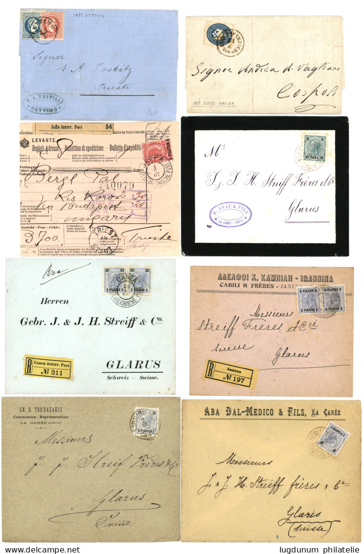 AUSTRIAN LEVANT - Superb Lot Of 12 Covers (RHODUS, RODI, JAFFA, LLOYD VARNA, RUSTSCHUK, JANINA, RETTIMO ...). Vvf. - Oriente Austriaco