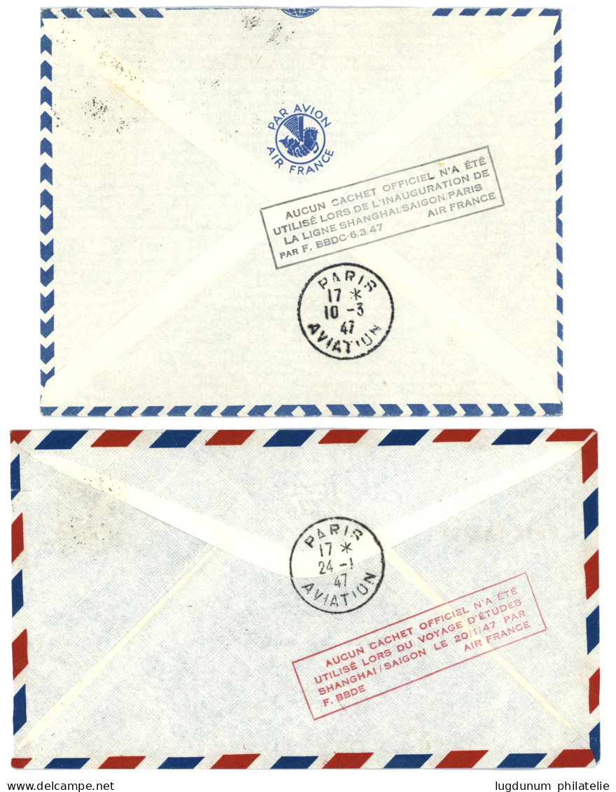 CHINA - AIRMAIL : 1947 Lot 2 Covers (FIRST FLIGHT) SHANG-HAI SAIGON. Vvf. - Andere & Zonder Classificatie