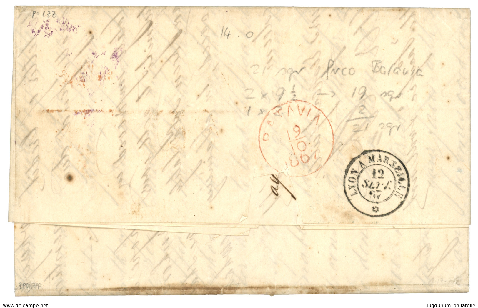 BREMEN To NETHERLAND INDIES : 1867 BREMEN F. Violet + PD On Entire Letter To BATAVIA. Vf. - Andere & Zonder Classificatie