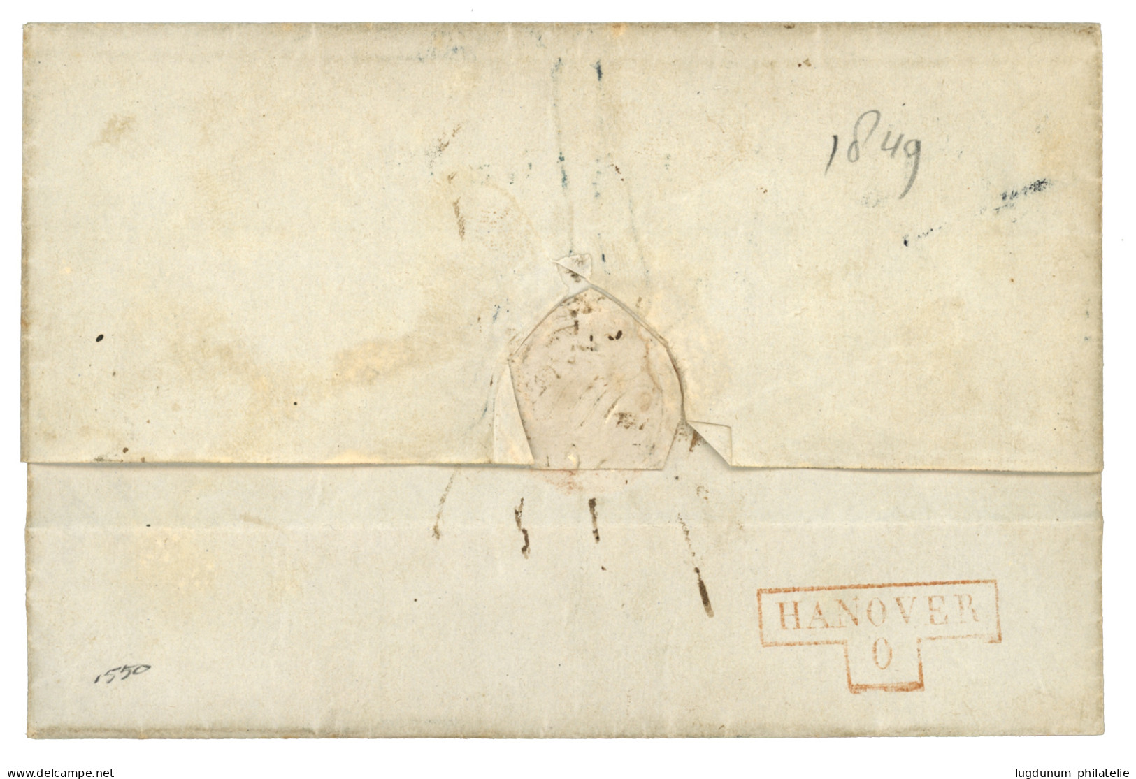 NEUENHAUS To RIOUW : 1850 NEUENHAUS + Boxed LANDMAIL/PORT '216" On Entire To RIOUW (NETHERLANDS INDIES). Verso, HANNOVER - Other & Unclassified