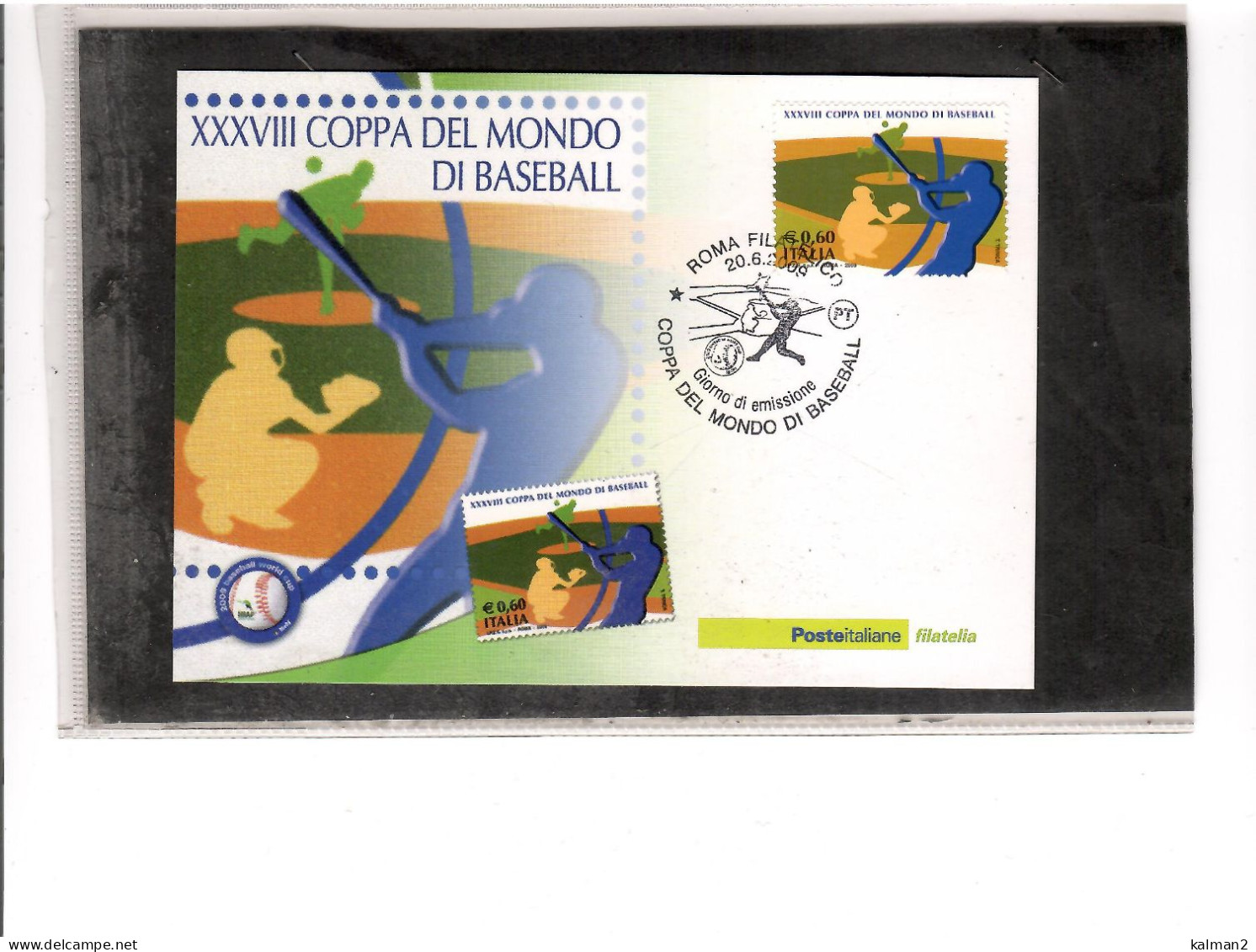 TEM19696  -  ROMA  20.6.2009   /   FDC  COPPA DEL MONDO DI BASEBALL - Honkbal