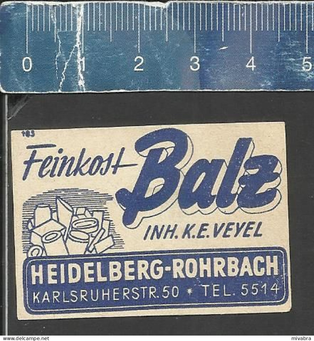 FEINKOST BALZ HEIDELBERG ROHRBACH -   ALTES DEUTSCHES STREICHHOLZ ETIKETT - OLD MATCHBOX LABEL GERMANY - Boites D'allumettes - Etiquettes