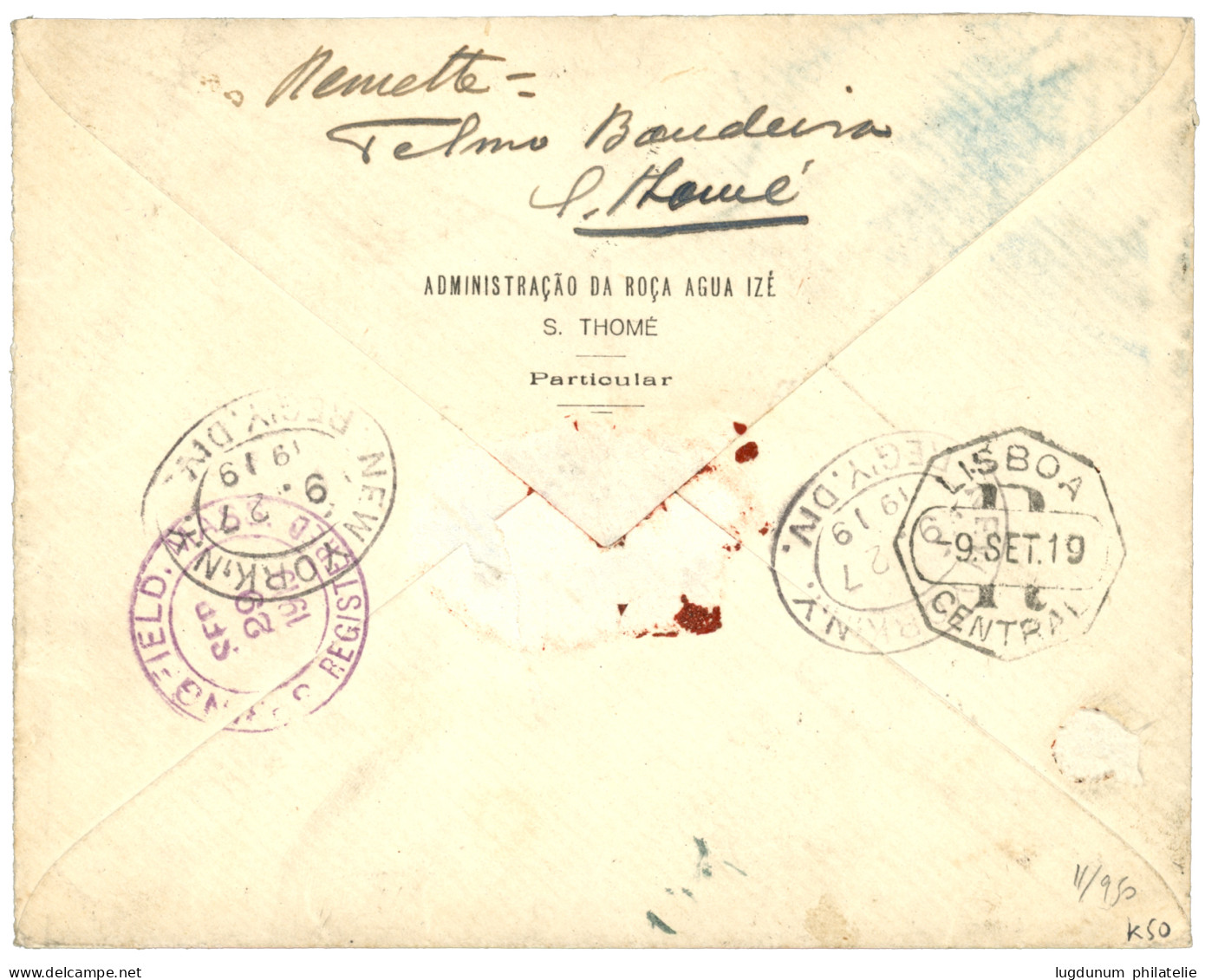 SAO TOME : 1919 5r + 130r On 200r Canc. AFRICA OCCIDENTAL CORREIO DE S.THOME On REGISTERED Envelope To USA. Superb. - St. Thomas & Prince