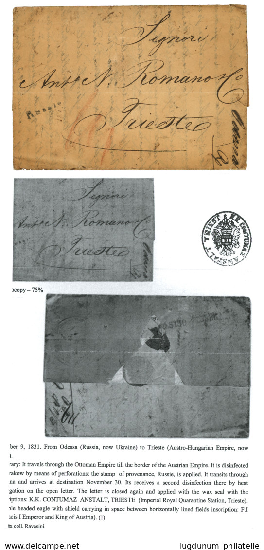 RUSSIA : 1831 RUSSIE Entry Mark On DISINFECTED Entire Letter From ODESSA To TRIESTE. Vf. - Other & Unclassified