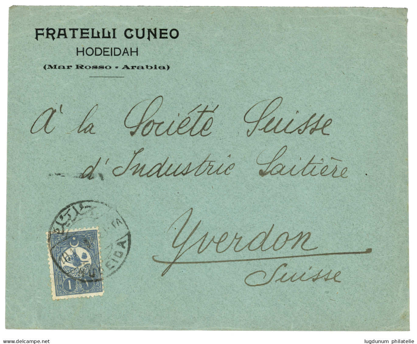 TURKISH P.O. - YEMEN : 1909  1P Canc. HODEIDA On Commercial Envelope To SWITZERLAND. Vf. - Other & Unclassified